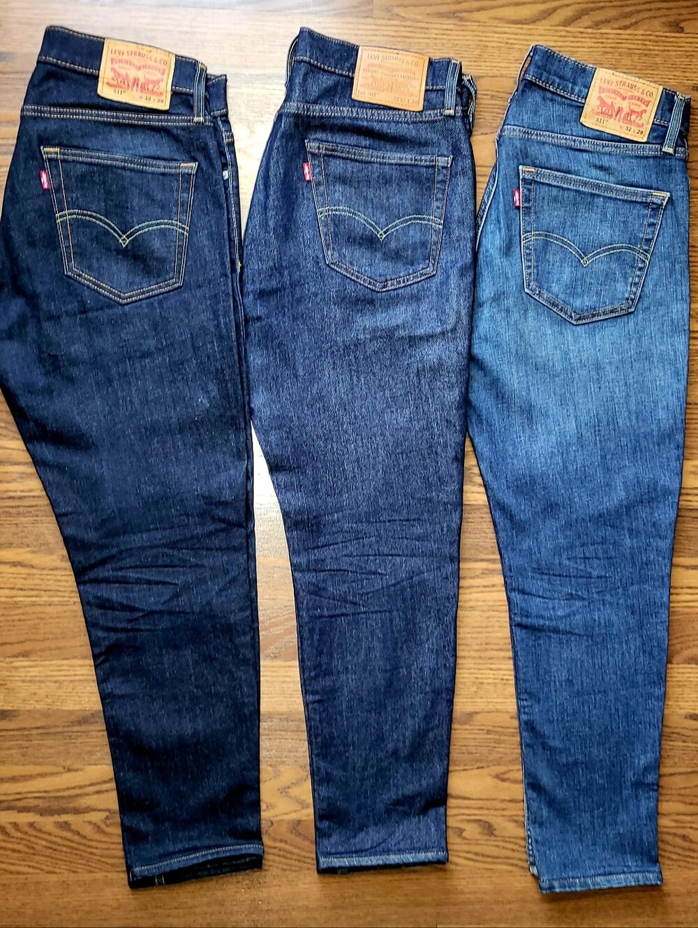 LOT 3 Pairs Mens 511 LEVIS Premium Dark Blue Denim Slim Straight Jeans Pants 32